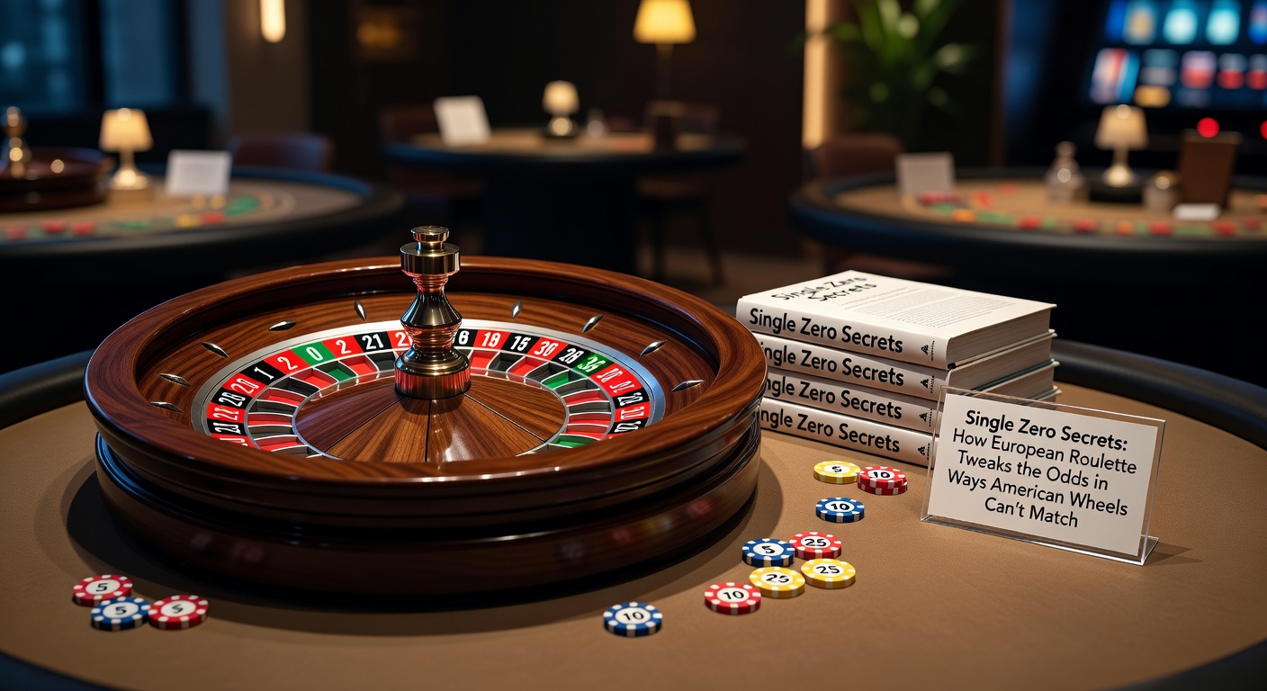 Vergleichstabelle zwischen europäischem Single-Zero- und amerikanischem Double-Zero-Roulette, die Hausvorteile und Wahrscheinlichkeiten grafisch darstellt