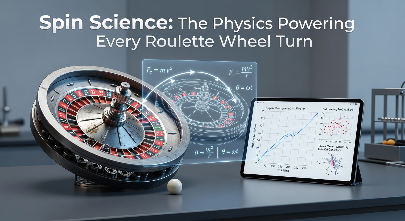 Ein Roulette-Rad im Dreh, das die dynamische Bewegung des Balls illustriert, mit Fokus auf die physikalischen Kräfte